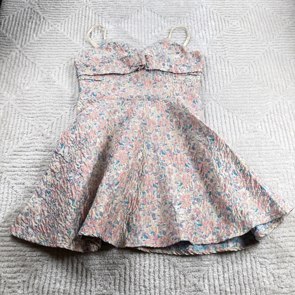 Maniju Dress Women's Large Multicolor Floral Jacquard Mini NWT Party Coquette